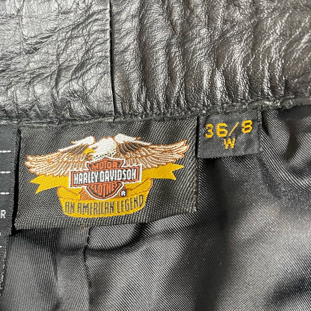 HARLEY-DAVIDSON Genuine Leather Women’s Black Pants Size 8 - Picture 7 of 10